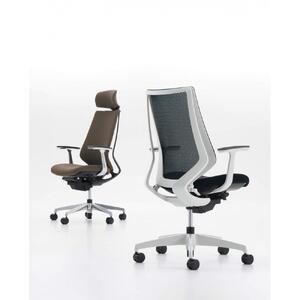 Mdw4_コクヨチェアー　デュオラ2(ネイビー・本体白)／可動肘・ヘッドレスト／カーペット用（Wキャスター）　／在宅ワーク・テレワークにお勧めの椅子