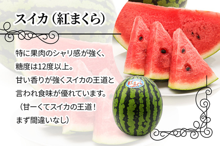 【先行予約】[羅王・紅まくら] スイカ 食べ比べ 2玉セット｜西瓜 [0620]