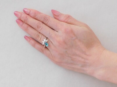 【一点もの】パライバトルマリン（0.55ct）ダイヤモンドプラチナリング　J9　K06083-H