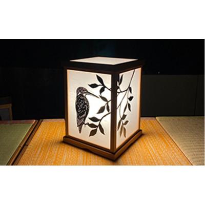 ふるさと納税 米原市 笹木木工×早川鉄兵コラボの切り絵のあんどん(カワセミ)