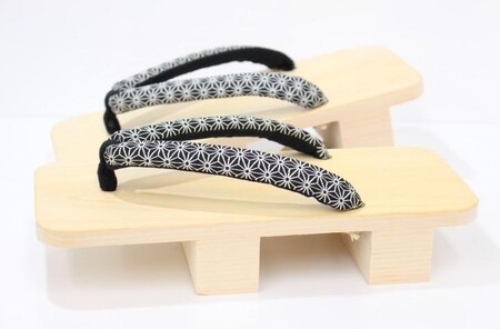 郡上おどり　踊り下駄（男性）麻の葉文様（黒）　(L)