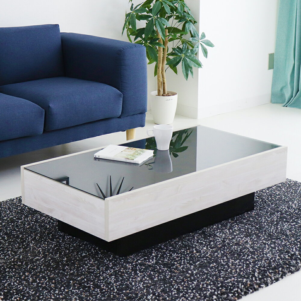 【ふるさと納税】《選べるカラー》ルキア105 センターテーブル WH / BR / GY 引出し 小物収納 強化紙 強化ブラックガラス フルオープン三段レール 木目柄 テレビ鑑賞 シンプル スタイリッシュ 家具 インテリア 福岡県 柳川市 送料無料