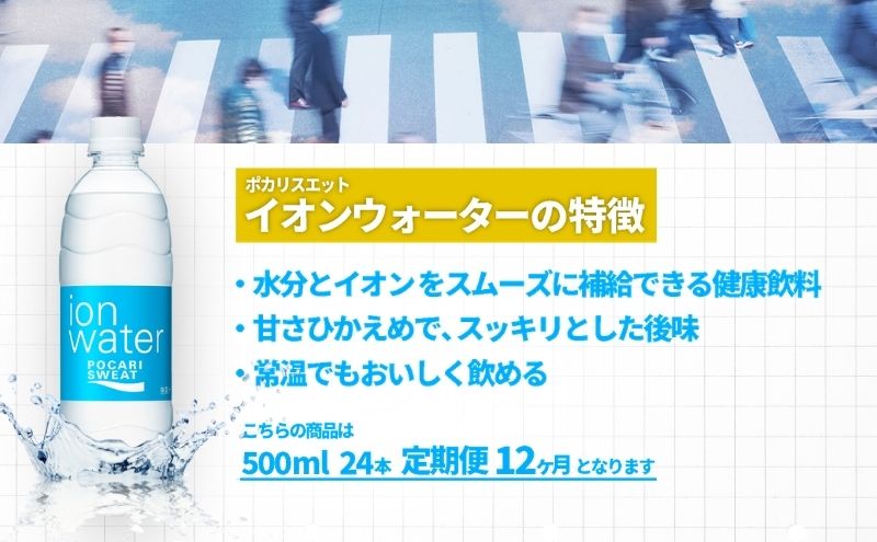 ポカリスエット 500ml × 24本 定期便12ヶ月 大塚製薬 ポカリ イオンウォーター スポーツドリンク スポーツ イオン飲料 トレーニング アウトドア 飲み物 熱中症対策 健康 スポドリ 人気