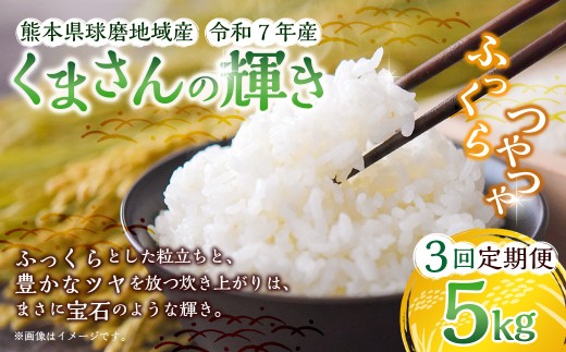 【3回定期便】熊本県球磨地域産 くまさんの輝き 5kg ／ 米 お米 精米 白米 ご飯 ごはん 国産 常温 熊本県 湯前町