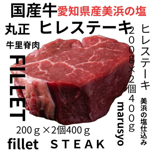 【食肉総合卸 丸正】国産牛ヒレステーキ400ｇ 愛知県産美浜の塩味［153M03］