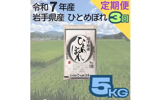【定期便3ヶ月】岩手県産ひとめぼれ 5kg 【2262】