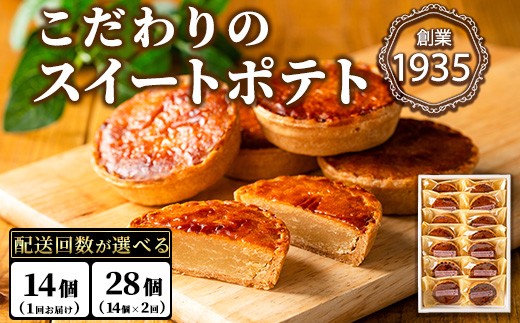 
                  こだわりスイートポテト＜計14個/定期便・14個×2回・計28個＞ スイートポテト さつまいも サツマイモ お菓子 菓子 焼き菓子 焼菓子 芋 いも イモ ポテト デザート スイーツ おやつ プレゼント 手見上 贈り物 贈答 ギフト 定期便【吉川菓子店】
                