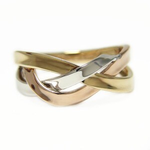 PT900/K18イエローゴールド/K18ピンクゴールド 3カラー地金デザインリング【 KN33604 】