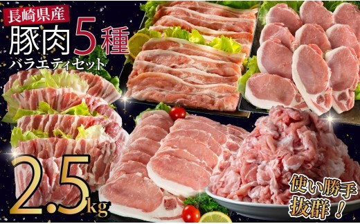 
                  B617 長崎県産豚 バラエティ 5点セット 総計2.5kg
                