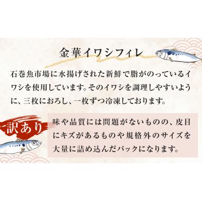 ふるさと納税 石巻市 訳あり 金華 イワシ フィレ 1kg ( 500g × 2P ) 宮城県産 いわし 鰯 フィーレ |  | 01