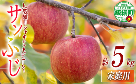 【 りんごの王様 / サンふじ 】 りんご サンふじ 家庭用 5kg 2025年12月上旬頃から2026年2月下旬頃まで順次発送予定 ふるさと振興公社 リンゴ 林檎 長野県 飯綱町 [0288]