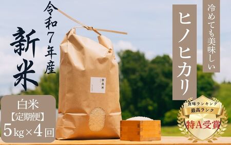 【定期便】令和7年産 冷めても美味しいヒノヒカリ白米5kg×4ヶ月