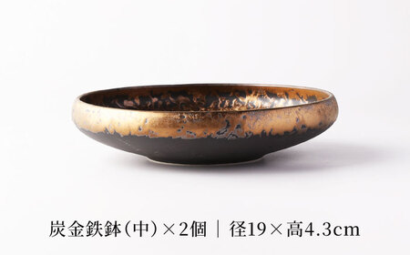 【美濃焼】炭金鉄鉢(中) ＆ 炭金鉄鉢(小小) ペアセット 【TOKI MINOYAKI／クリエイティブセラミックオーシマ】食器 プレート ボウル[MEE133]