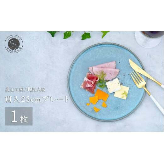 有田焼 貫入23cmプレート【梶原大敬 茂正工房】食器 うつわ 器 皿 青磁 食器 作家 A30-538