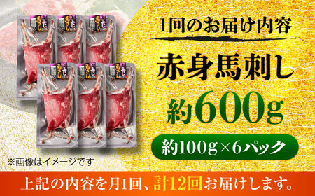 【全12回定期便】赤身 馬刺し 約600g(約100g×6パック) / 小分け 熊本 馬刺 赤身 馬刺し 冷凍 馬肉 ヘルシー 真空 パック おつまみ 熊本県 菊陽町【五右衛門フーズ】[BHCY024