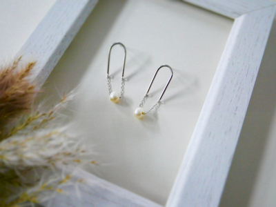 シルバー925(ロジウムメッキ) 淡水パール ピアス ペアセット シルバー HJ002S