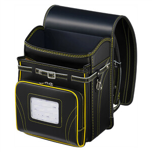 【クロ×イエローステッチ＊背クロ】フィットちゃんランドセル　グッドボーイ安ピカッ楽ッション