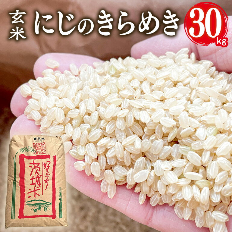 【ふるさと納税】 【令和7年産】獅子米 にじのきらめき 玄米 30kg　岡田ファーム お米 米 おこめ ブランド米 にじのひらめき 30キロ 国産 コメ こめ ご飯 銘柄米 茨城県産 茨城 産直 産地直送 農家直送 ごはん 家庭用 贈答用 お取り寄せ ギフト 送料無料 (B02-012)
