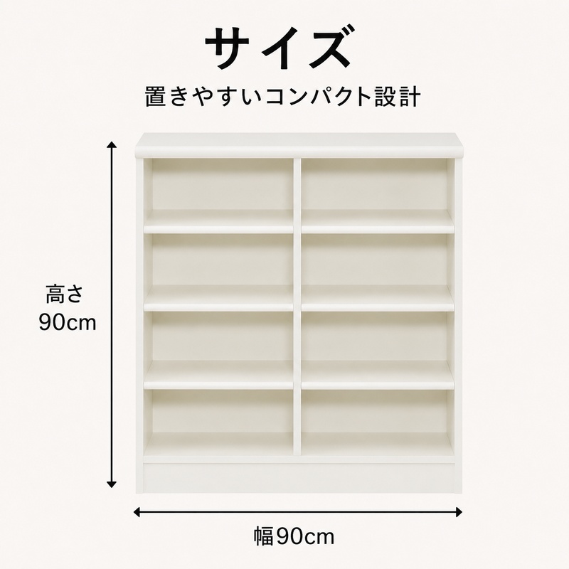 オープンフリー収納ラック　高さ90 幅90 WH インテリア 家具 