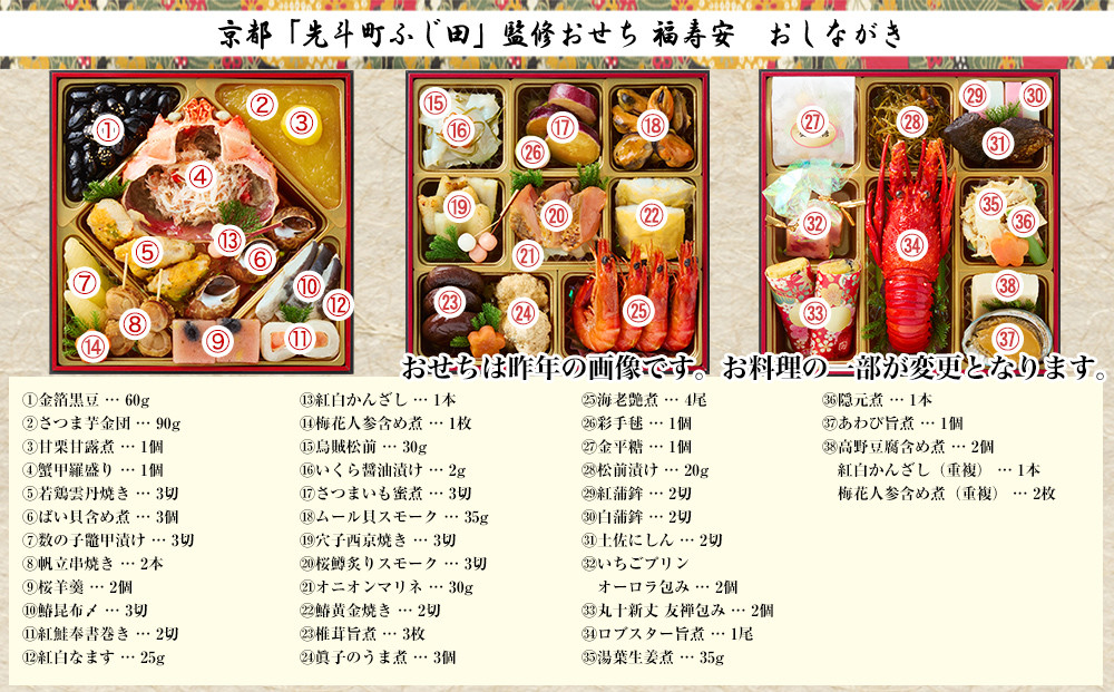 【京都・先斗町ふじ田監修】おせち「福寿安」3～4人前｜京都 本格料亭おせち 人気おせち［ 京都 料亭 おせち3段 3人 4人 懐石料理 京料理 グルメ 人気 おすすめ 2027 正月 お祝い お取り寄