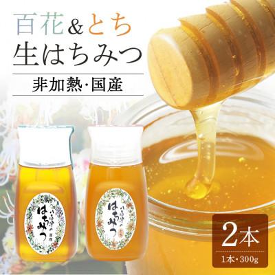 ふるさと納税 八百津町 使いやすいポリ容器入り 非加熱生はちみつ 百花 とち 300g各1本　 計2本