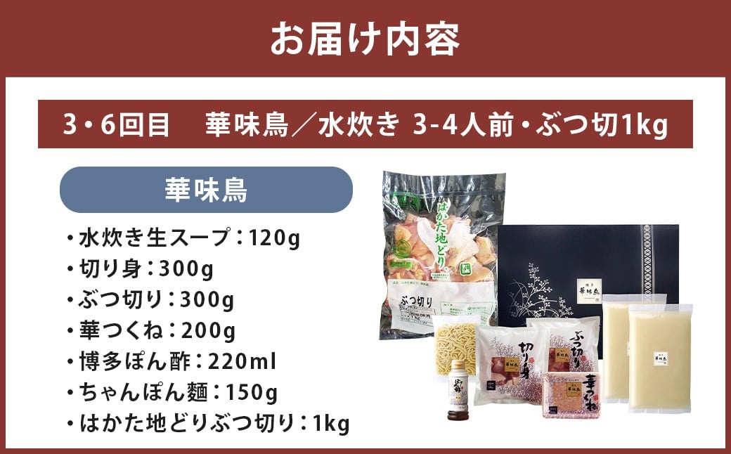 【隔月定期便（計6回発送）】博多名物 水炊き定期便