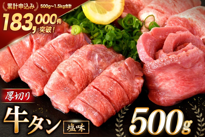 牛タン 厚切り牛タン 塩味 500g [モ～ランド 宮城県 気仙沼市 20564659] 肉 牛肉 精肉 牛たん 牛タン塩 牛たん塩 冷凍 焼肉 BBQ アウトドア バーベキュー 厚切り タン
