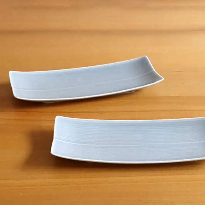 【白山陶器】【長方皿】長焼皿 グレイ 2枚セット[TA149]