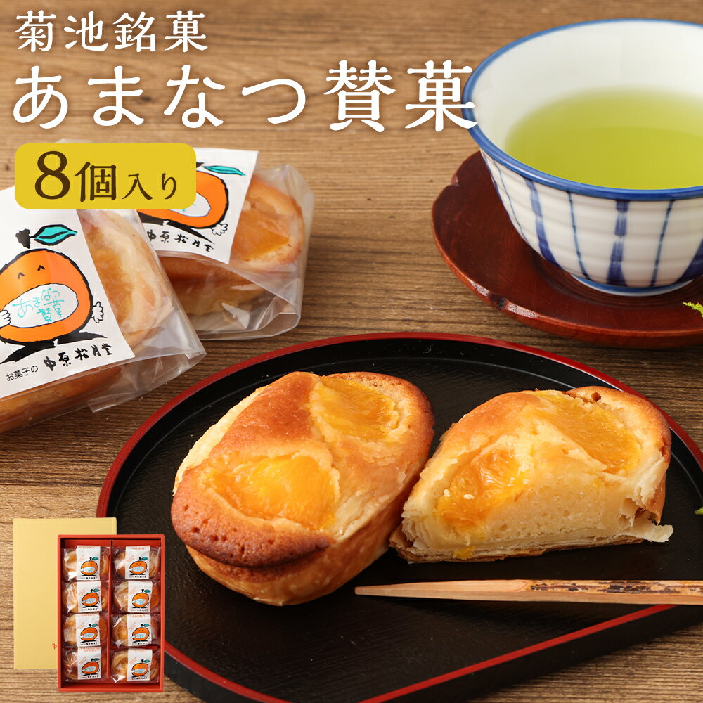 【ふるさと納税】菊池銘菓 あまなつ賛菓 九州産 1箱(8個入り) 菓子 洋菓子 お茶菓子 お菓子 菓子折り 焼菓子 焼き菓子 タルト ケーキ タルトケーキ 甘夏 あまなつ 蜜柑 みかん リキュール 果肉 丸ごと 化粧箱 常温 九州 熊本県 送料無料