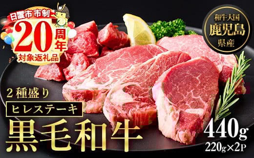 
            No.546 鹿児島県産黒毛和牛ヒレステーキ2種盛り(計440g・220g×2P)国産 九州産 牛肉 黒毛和牛 和牛 国産牛 ヒレ ステーキ  冷凍  市制20周年 寄附額改定【カミチク】
          
