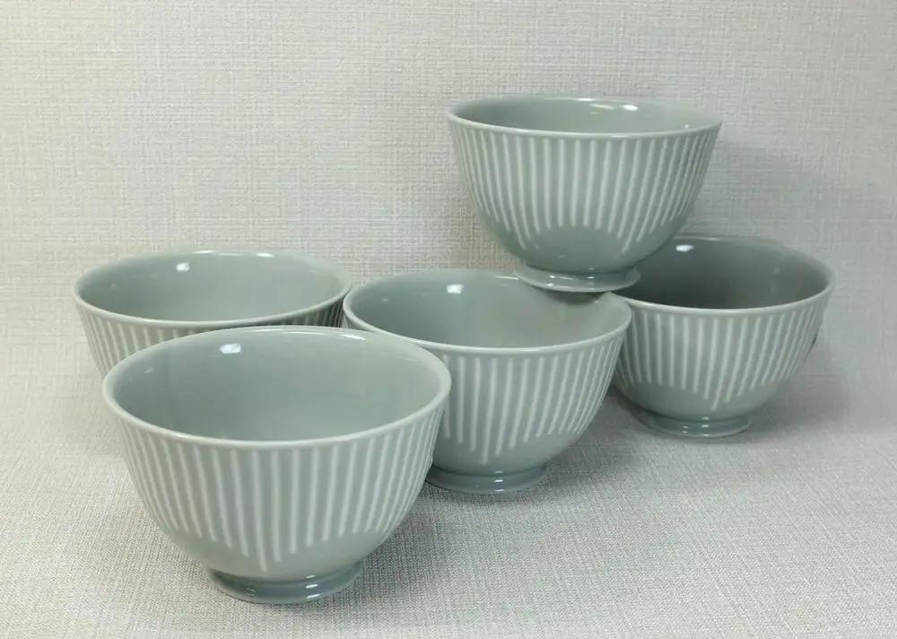 【波佐見焼】φ13ｃｍの小さめ丼５個組  花ふわりグレー 【西海陶器】 ５ 30591｜波佐見焼 陶器