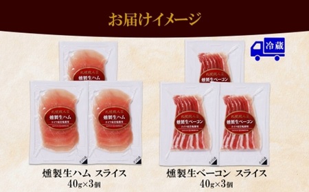 燻製生ハム & 生ベーコン スライス 40g×各3 バルナバフーズ