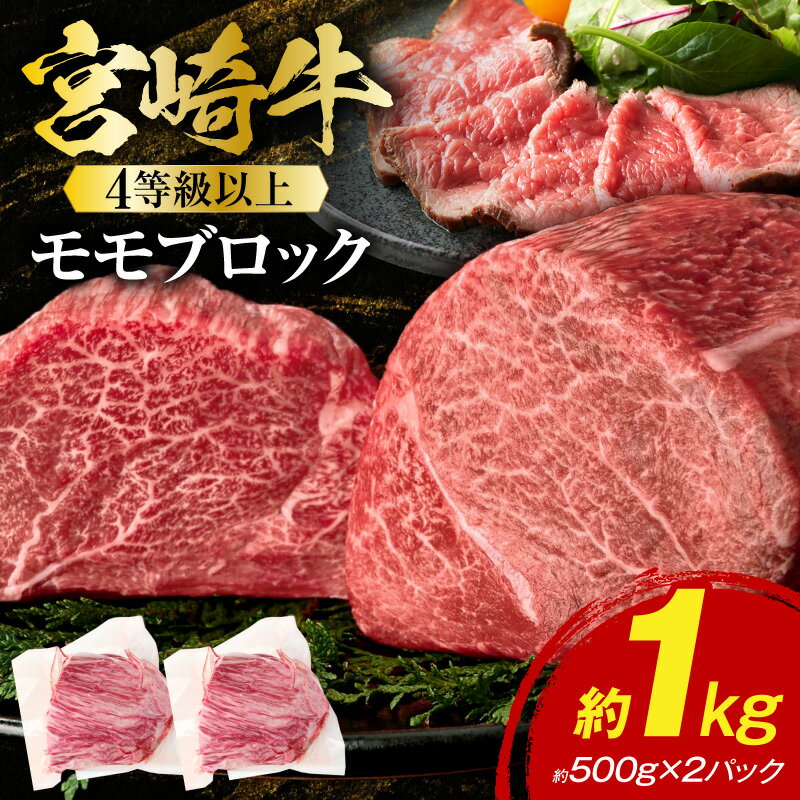 【ふるさと納税】【発送時期が選べる】宮崎牛モモブロック 1kg （500g×2）牛肉 宮崎牛 肉 お肉 牛 おすすめ ふるさと 特産品 焼き肉 グルメ 焼肉 ギフト プレゼント 牛もも ブロック ブロック肉 国産 国産牛 宮崎 贈り物 贈答 おすそ分け 鉄板焼き 宮崎県 串間市 送料無料