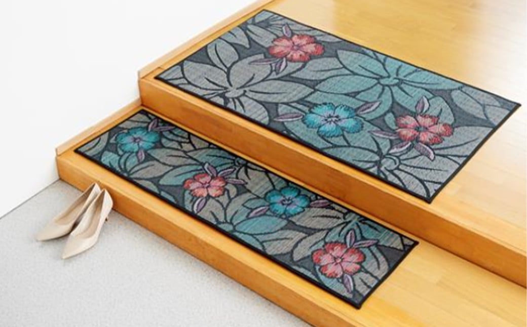 抗菌防臭・消臭 玄関マット 上がり框 なでしこ 35cm×120cm BL（ブルー）