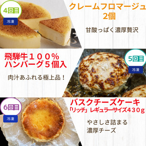 【定期便6回】北方町決定版定期便 | 飛騨牛 ステーキ 肩 赤身 すき焼き しゃぶしゃぶ ハンバーグ 菓子 そら豆大福 クレームフロマージュ バスクチーズケーキ