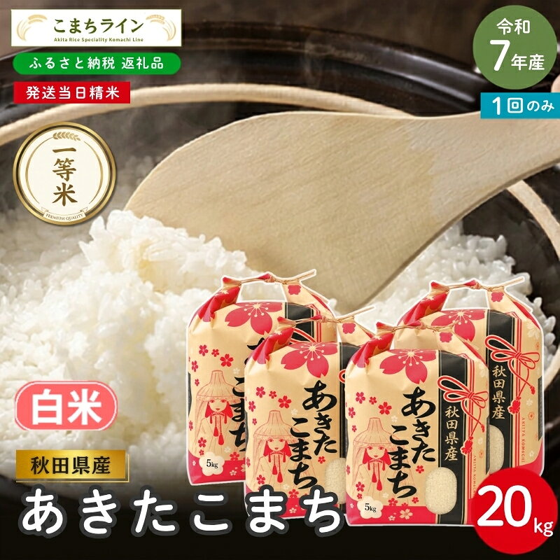 【ふるさと納税】令和7年産 あきたこまち 白米 20kg 秋田県産 米 一等米 ブランド米 20キロ 精米 精米したて 一人暮らし 秋田 能代 能代市 送料無料 《こまちライン》