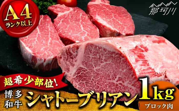 
            【9月～寄付額変更！】【希少部位！】博多和牛 シャトーブリアン ブロック 1kg ＜肉のくまもと屋＞那珂川市 シャトーブリアン 人気 国産牛 ステーキ肉 希少部位 贅沢 肉 [GBI077]
          