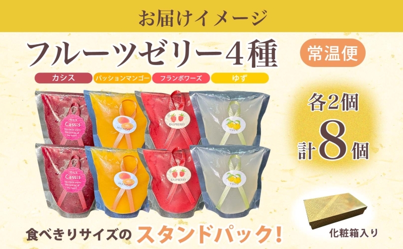 フルーツゼリー 4種 各2個 化粧箱入り 7月初旬よりお届け ようかん フルーツ ゼリー 和菓子 菓子 羊羹 おやつ お中元 お供え 贈答 お取り寄せ 送料無料 常温 一心堂 北海道 洞爺湖町