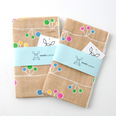 
nordic+japan　ガーゼ ふきん 2枚組 (つぼみ・ベージュ)【1267343】
