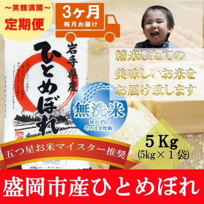 ふるさと納税 盛岡市 【毎月定期便】無洗米 ひとめぼれ 5kg全3回