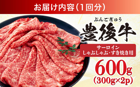 【全6回定期便】【厳選部位】おおいた豊後牛 サーロイン しゃぶしゃぶすき焼き用 600g(300g×2P) 日田市 黒毛和牛 サーロイン 牛肉 豊後牛 しゃぶしゃぶ すき焼き[AREI087]