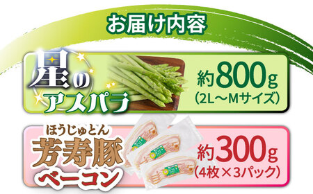 【2026年5月下旬～発送】【ほしのYA×芳寿牧場】グリーン アスパラガス 約800g 芳寿豚 の ベーコン 約300g ベーコン巻き セット / アスパラ 野菜 豚肉 / 南島原市 / ほしのYA 