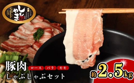 usn003 千葉県産豚肉しゃぶしゃぶセット 豚肉 3種 約 2.5 kg 豚 しゃぶしゃぶ セット ロース バラ モモ 真空パック 小分け SPF豚 千葉県 旭市 冷凍 【有限会社下山農場】