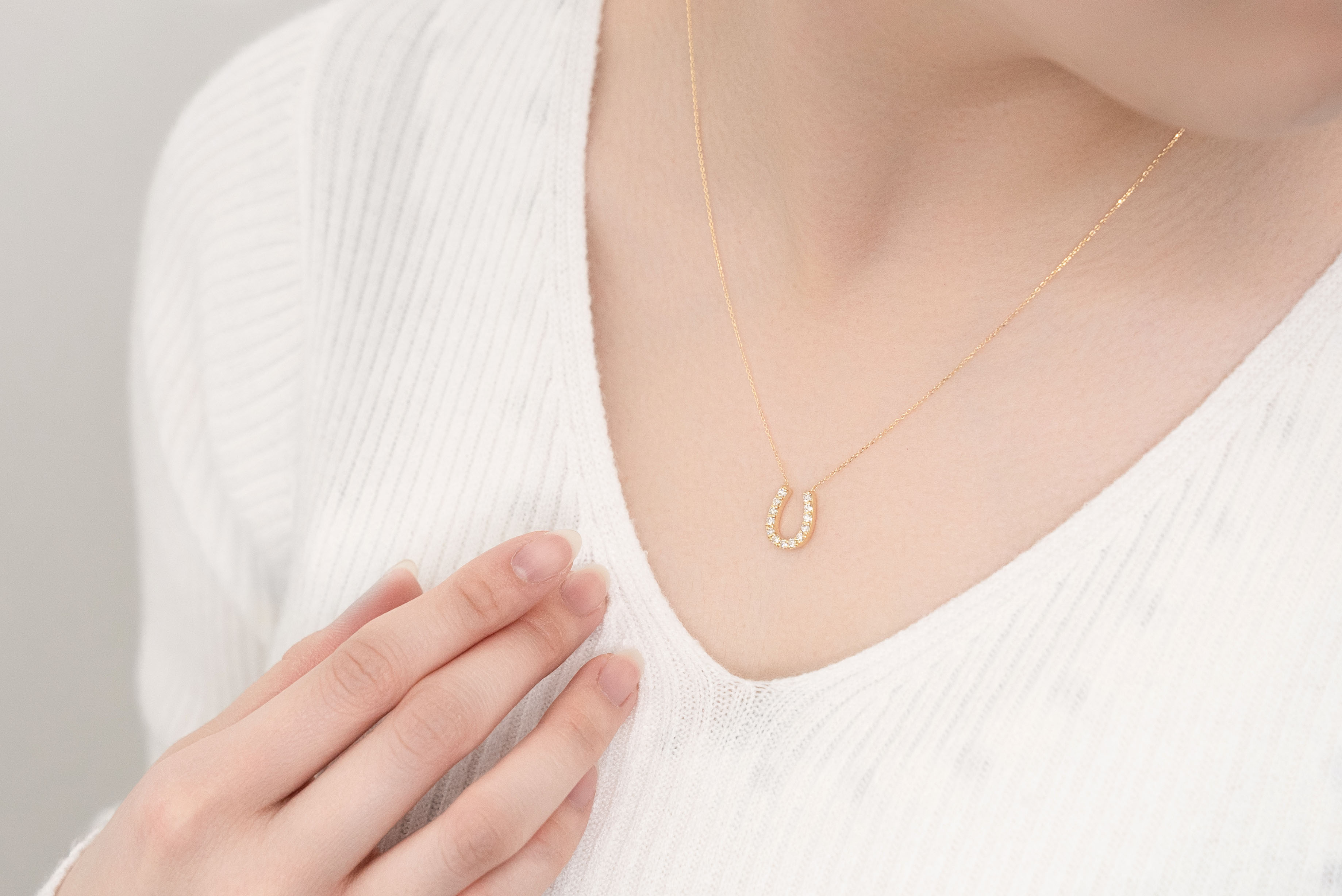 K18イエローゴールド 馬蹄ダイヤモンドネックレス(0.32ct)63-8553