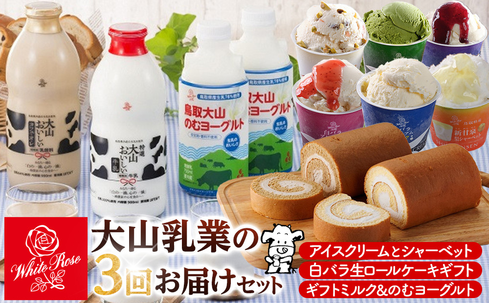 1080.2025 【定期便】大山乳業の３回お届けセット 313726_AH022