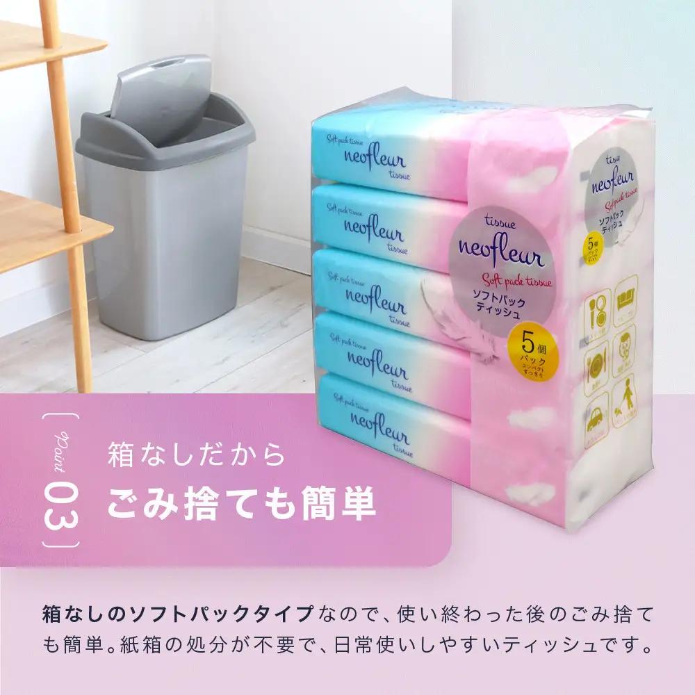 ソフトパックティッシュ　5個パック（コンパクト）×8セット(40個） ティッシュ
