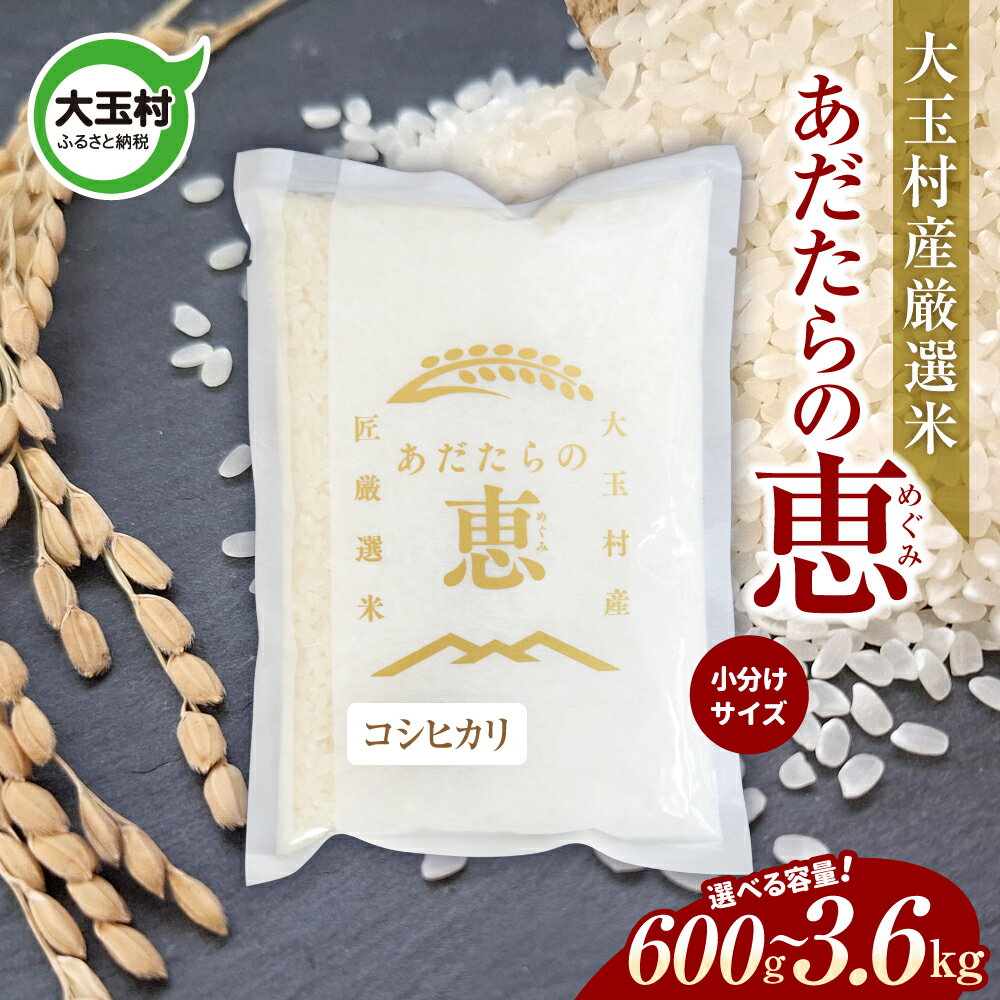 【ふるさと納税】 米 大玉村産厳選米「あだたらの恵」（品種：コシヒカリ） 300g 小分け 梱包 ｜ 600g / 900g / 3.6kg （3600g） 選べる容量 《 令和7年産 》｜ 福島 大玉村 お米 こしひかり 令和7年 精米 白米 こめ コメ 送料無料 大玉村農業振興公社 ｜ on-ak-g-oya