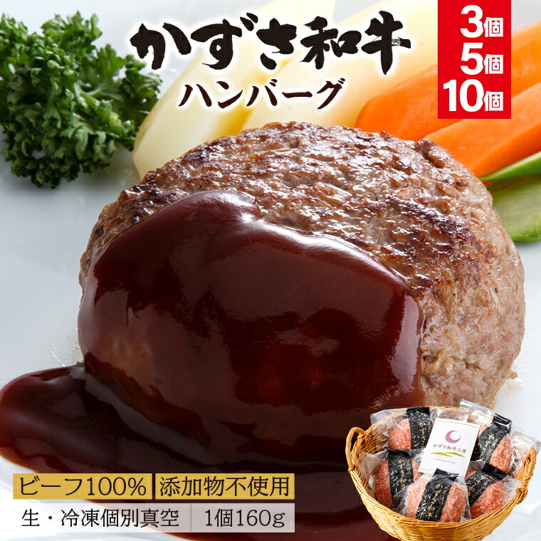 【ふるさと納税】和牛 ハンバーグ 牛肉 肉 黒毛和牛 国産 おすすめ かずさ和牛 160g 3個 5個 10個 生 冷凍 真空パック ブランド和牛 オールビーフ 小分け 個包装 化粧箱 銘柄牛 詰め合わせ 惣菜 洋食 配送日 到着日 指定 贈答用 家庭用 お歳暮 お中元 ギフト プレゼント