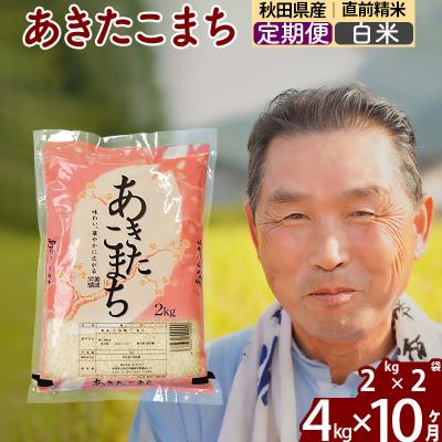 ふるさと納税 北秋田市 令和7年産《定期便10ヶ月》秋田県産あきたこまち4kg【白米】|oomr-10210