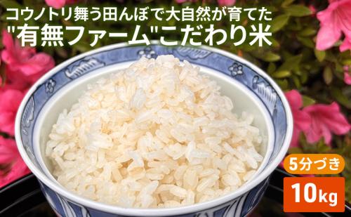 米 コウノトリ舞う田んぼで大自然が育てた有無ファームこだわり米 5分づき 10kg お米 栽培期間中農薬・化学肥料不使用